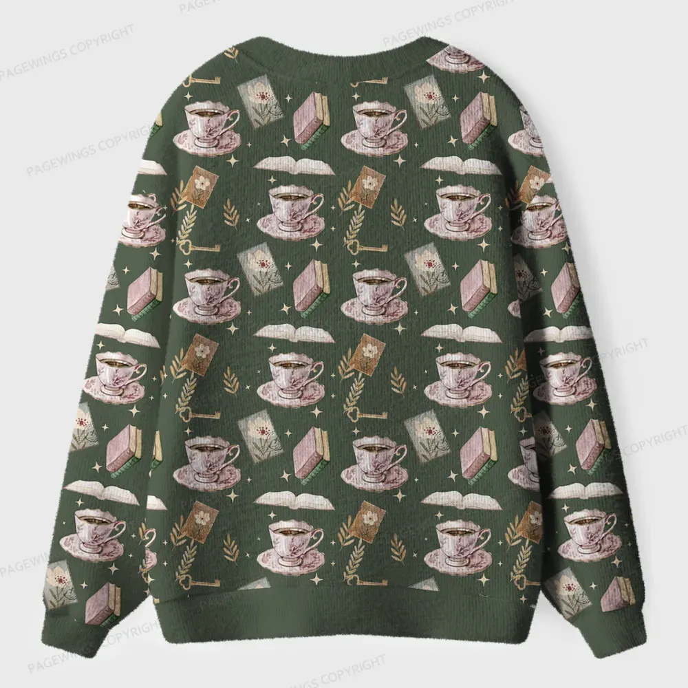 Pagewings I Love Books  Unisex Ugly Cardigan Sweaters