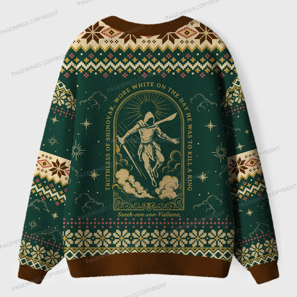 Pagewings Wore White On The Day He Was To Kill A King Unisex Ugly Cardigan Sweaters