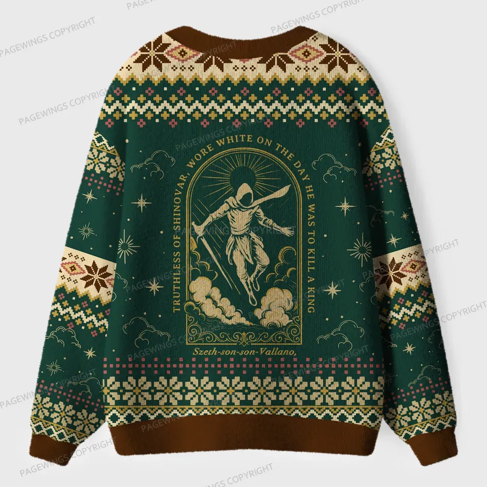 Pagewings Wore White On The Day He Was To Kill A King Unisex Ugly Cardigan Sweaters