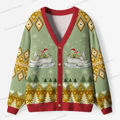 Pagewings Festive Reading With Friends Unisex Ugly Cardigan Sweaters