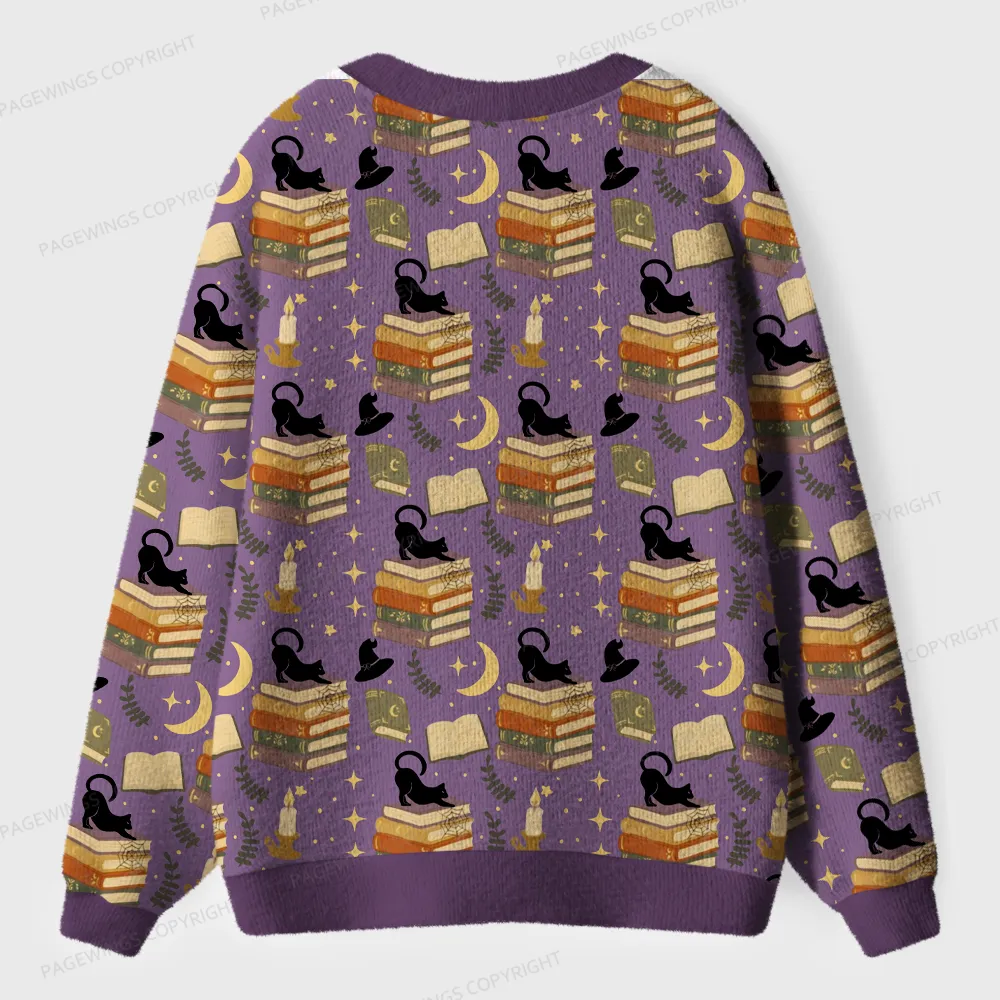 Pagewings Cozy Autumn Reading Unisex Ugly Cardigan Sweaters