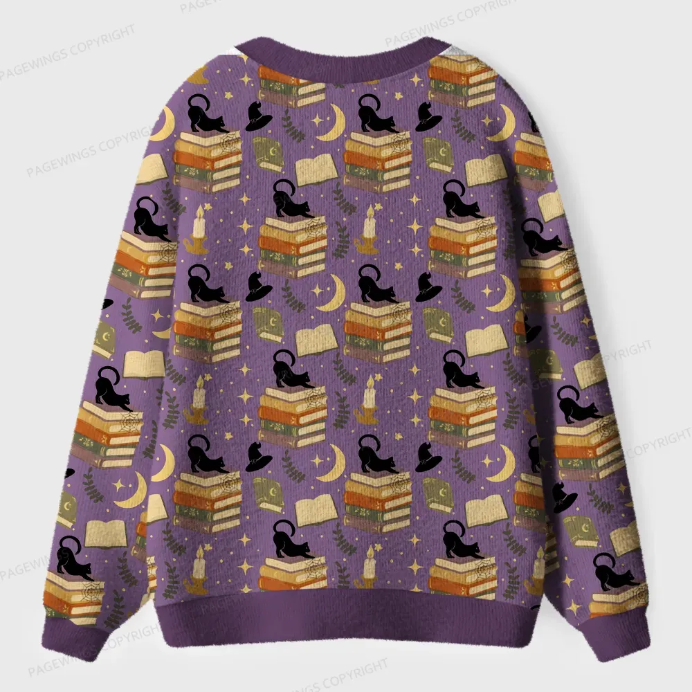 Pagewings Cozy Autumn Reading Unisex Ugly Cardigan Sweaters