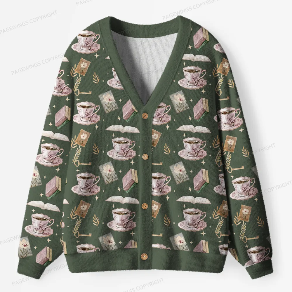 Pagewings I Love Books  Unisex Ugly Cardigan Sweaters