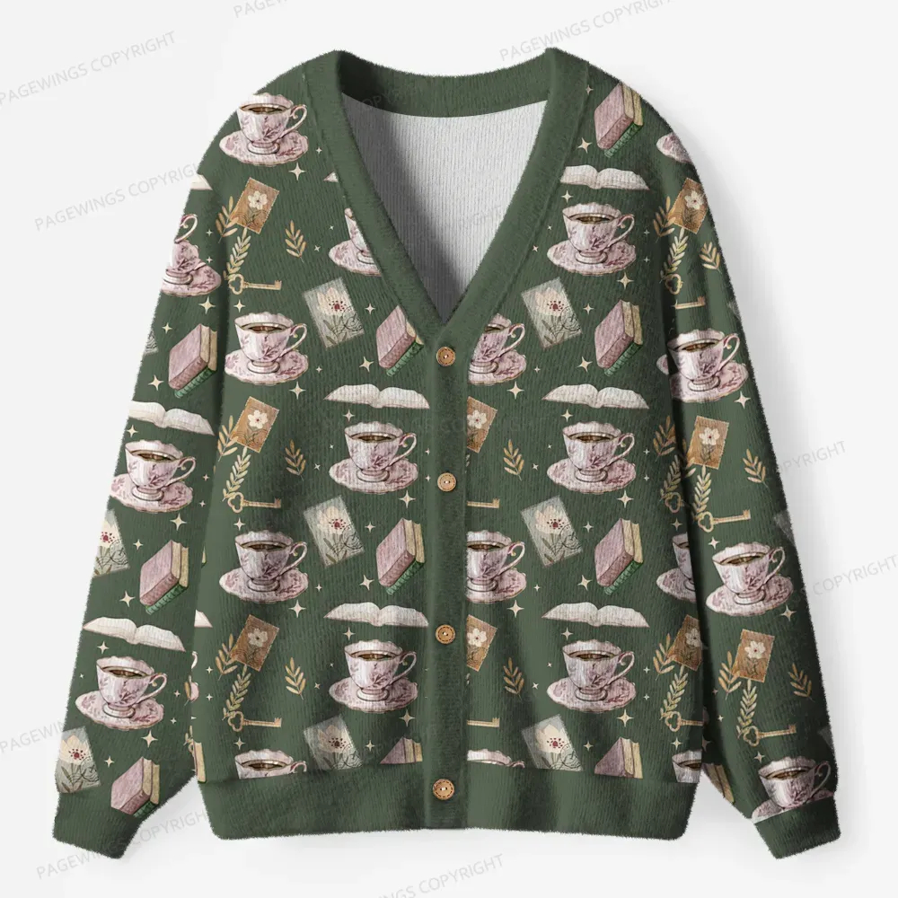 Pagewings I Love Books  Unisex Ugly Cardigan Sweaters