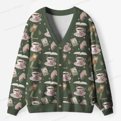 Pagewings I Love Books  Unisex Ugly Cardigan Sweaters