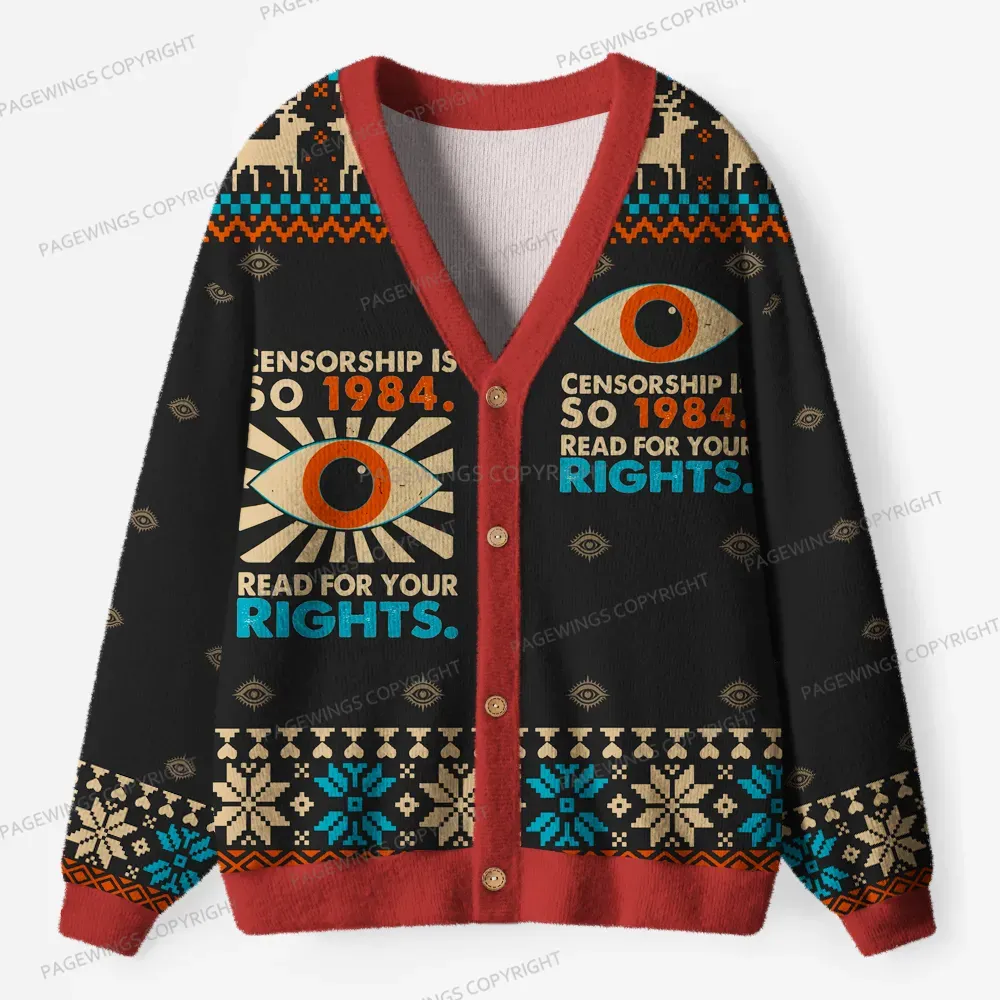 Pagewings Censorship Is So 1984 Unisex Ugly Cardigan Sweaters