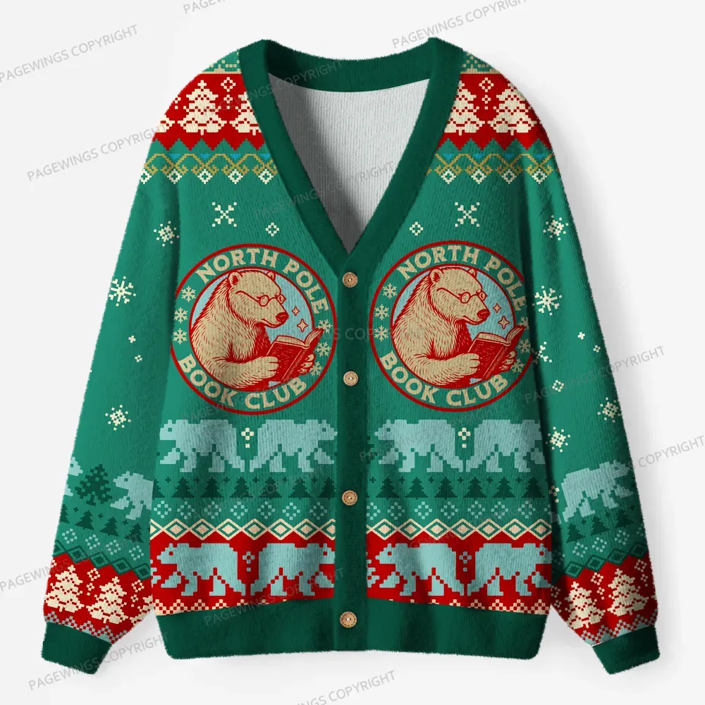 Pagewings North Pole Book ClubUnisex Ugly Cardigan Sweaters