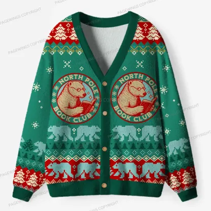 Pagewings North Pole Book Club Unisex Ugly Cardigan Sweaters