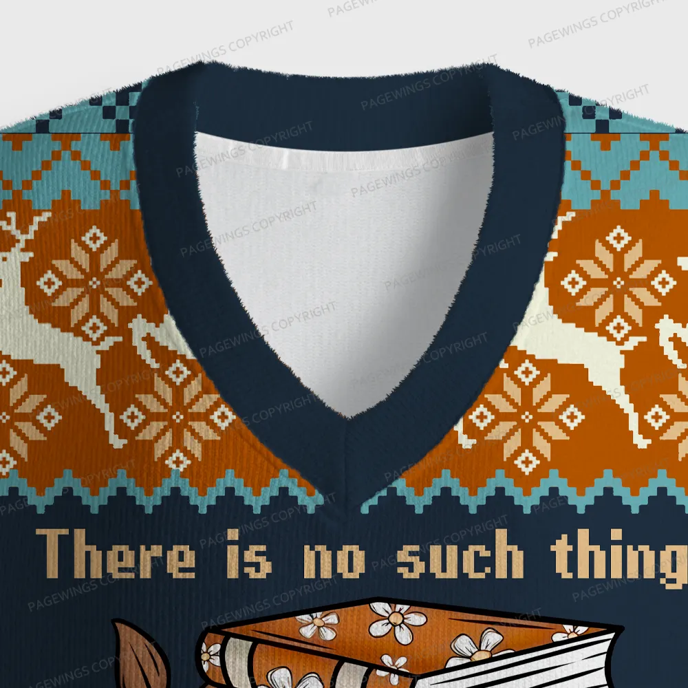 Pagewings There Is No Such Thing As Too Many Books Unisex V-Neck Ugly Knit Vest