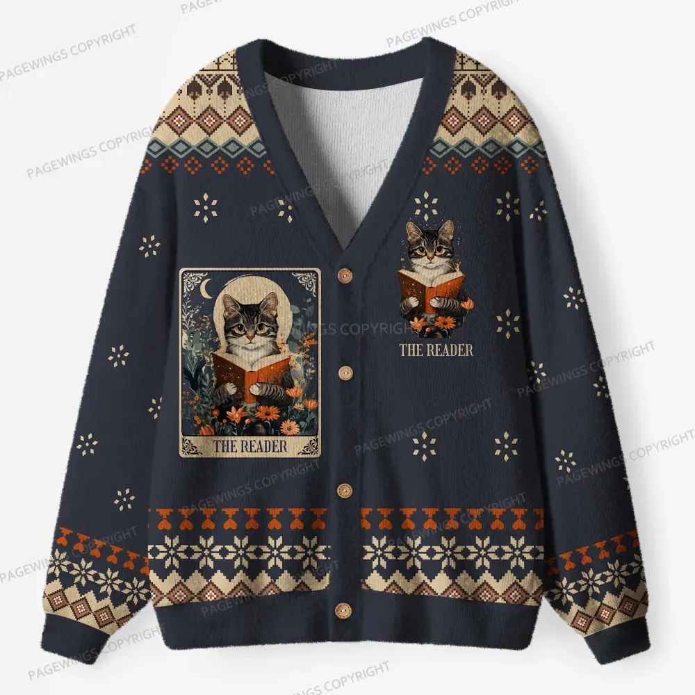 Pagewings The Reader Unisex Ugly Cardigan Sweaters