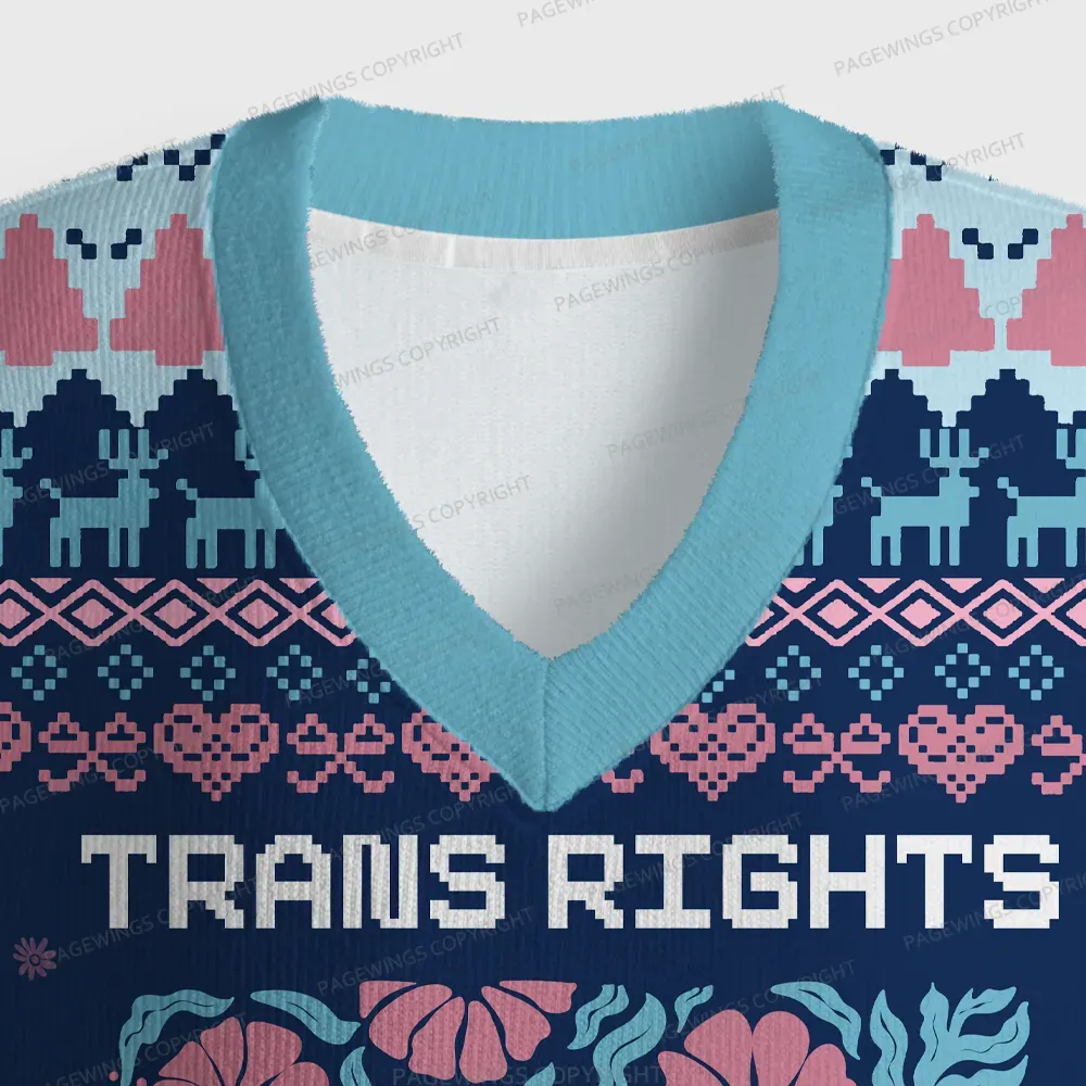 Pagewings Trans Rights Are Human Rights Unisex V-Neck Ugly Knit Vest