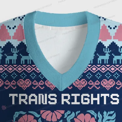 Pagewings Trans Rights Are Human Rights Unisex V-Neck Ugly Knit Vest