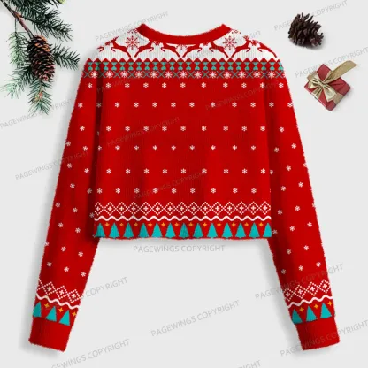 Pagewings Ghost Reading Women Ugly Crop Sweatshirt
