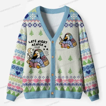 Pagewings Late Night Reader Club Unisex Ugly Cardigan Sweaters