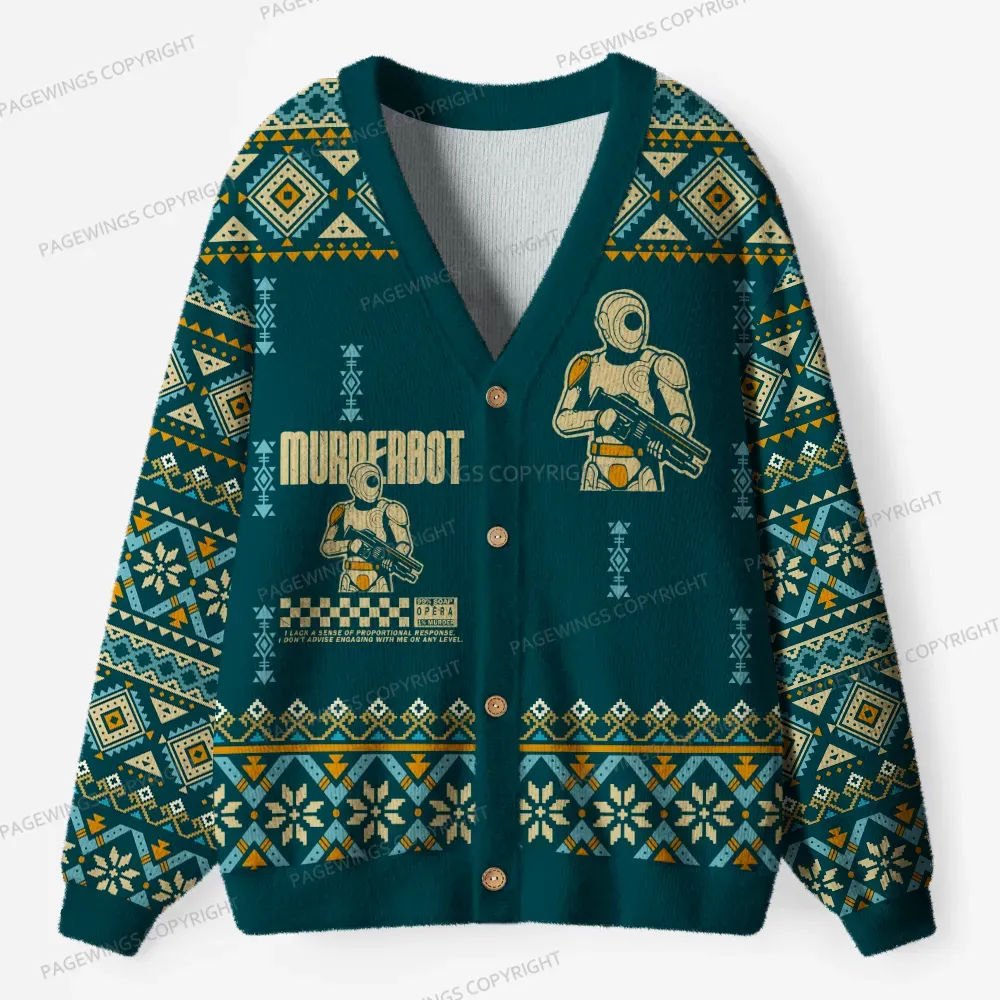 Pagewings Murderbot Unisex Ugly Cardigan Sweaters