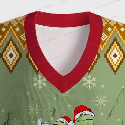 Pagewings Frog And Toad Unisex V-Neck Ugly Knit Vest