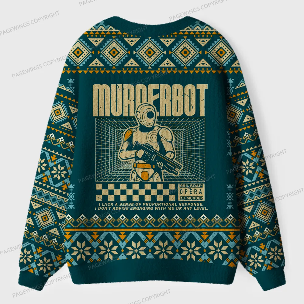 Pagewings Murderbot Unisex Ugly Cardigan Sweaters
