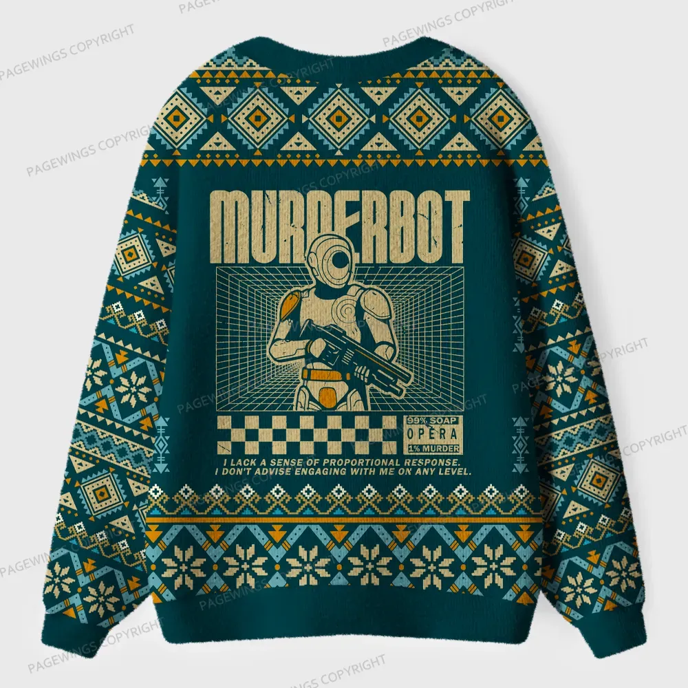 Pagewings Murderbot Unisex Ugly Cardigan Sweaters