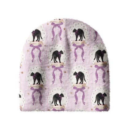 Pagewings Cat Book Lover Knit Patterned Beanie