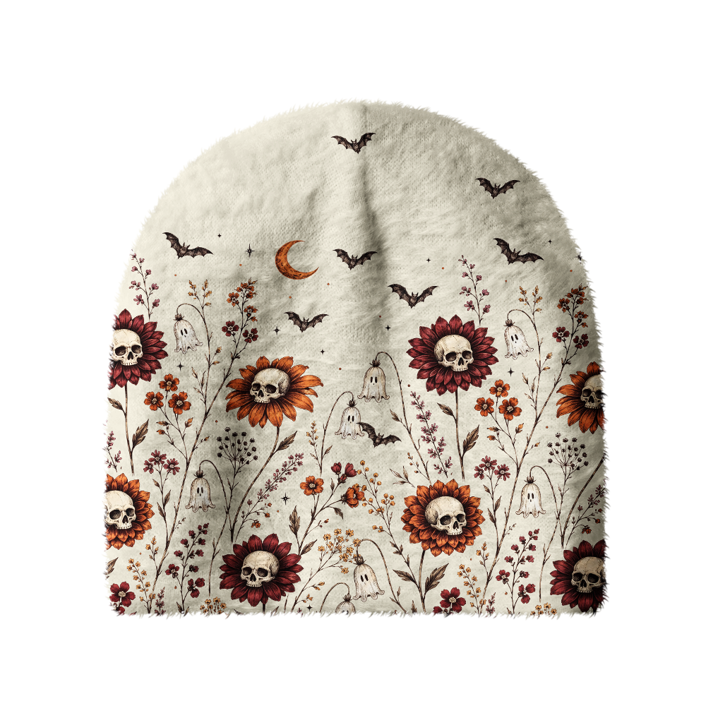 Pagewings Skull Flower Knit Patterned Beanie