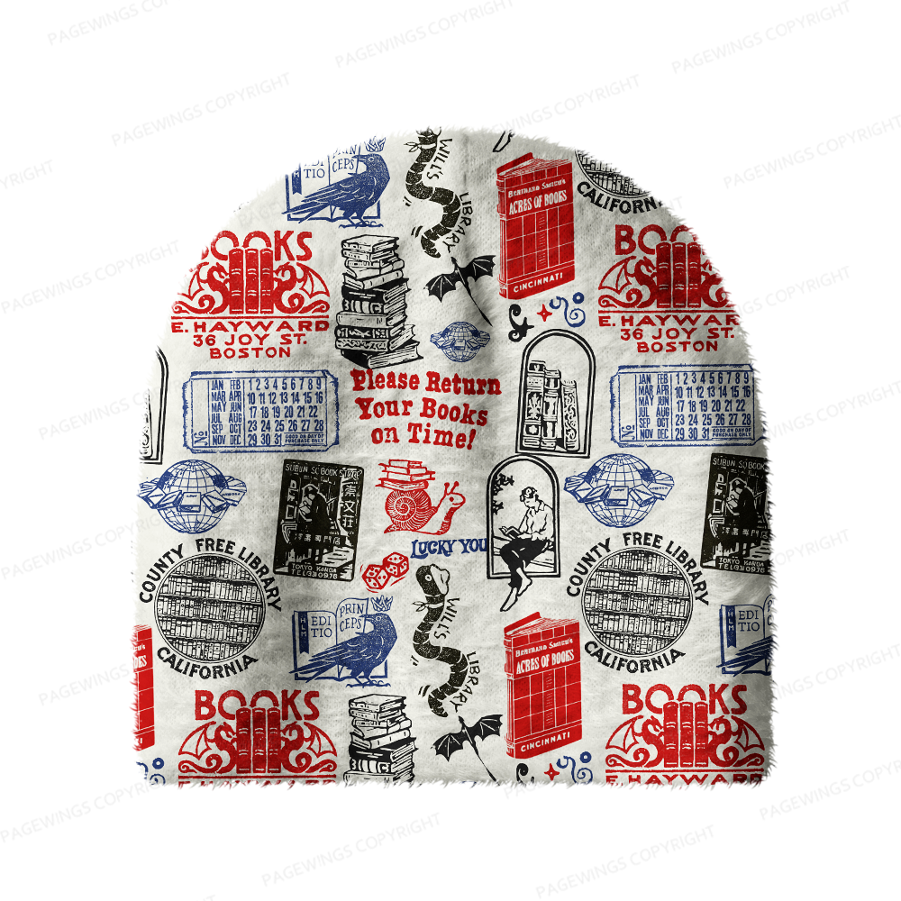 Pagewings Bookish Vibe Knit Patterned Beanie