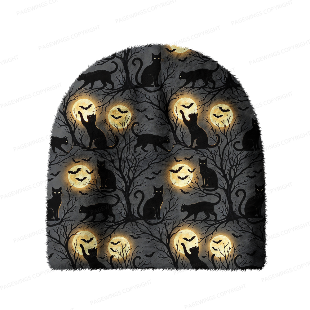 Pagewings The Cat and the Moon Knit Patterned Beanie