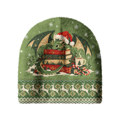 Pagewings Book Dragon Knit Patterned Beanie