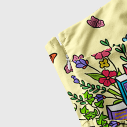 Pagewings Floral Rainbow Bookshelf  Tie Shoulder Maxi Dress