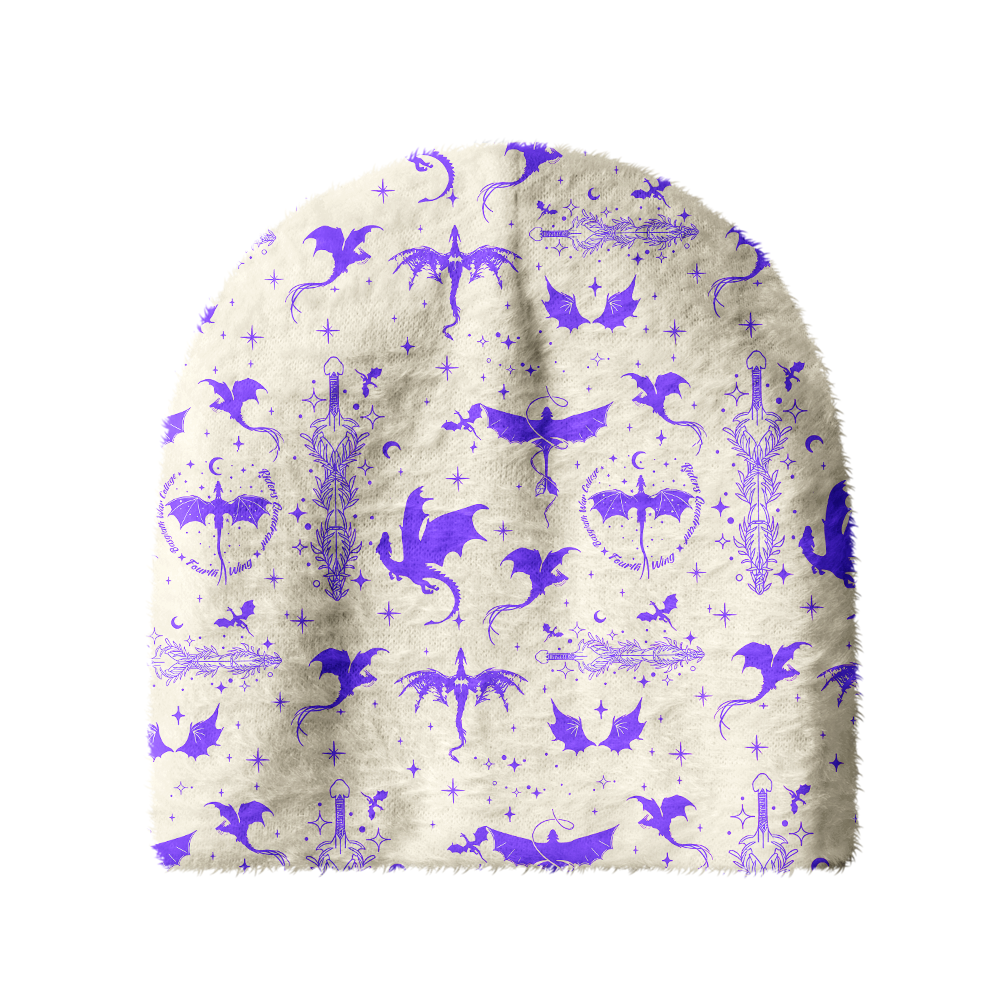Pagewings Book Dragon Knit Patterned Beanie