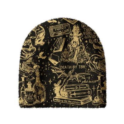 Pagewings Fantasy Bookish Knit Patterned Beanie