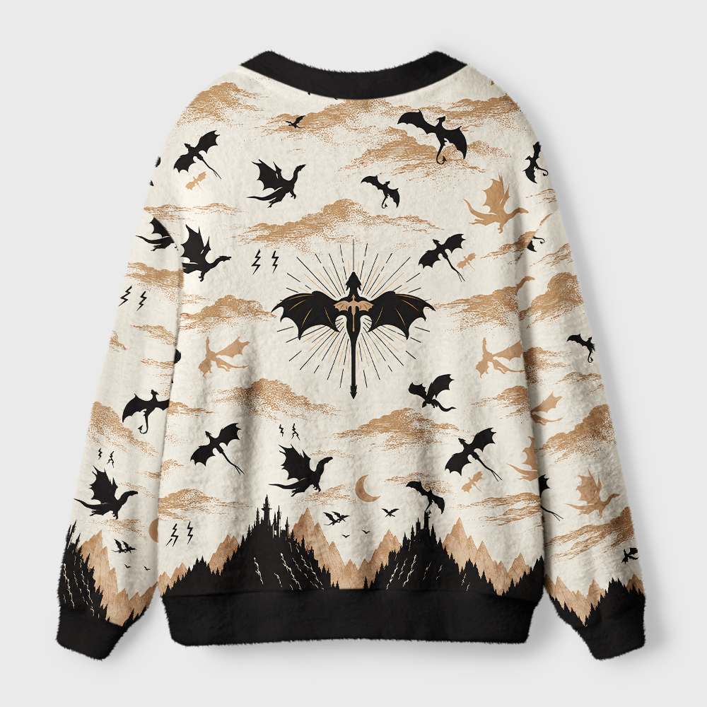 Pagewings Book Dragon Light Knit Unisex Cardigan Sweaters