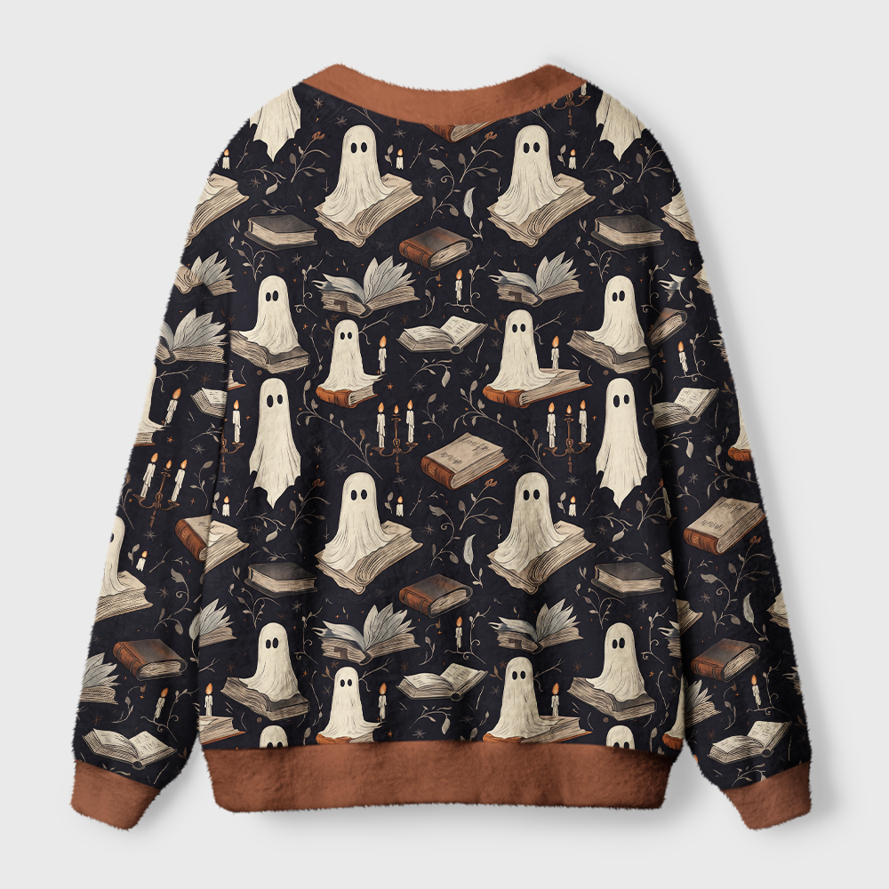 Pagewings Ghosts Love Reading Light Knit Unisex Cardigan Sweaters