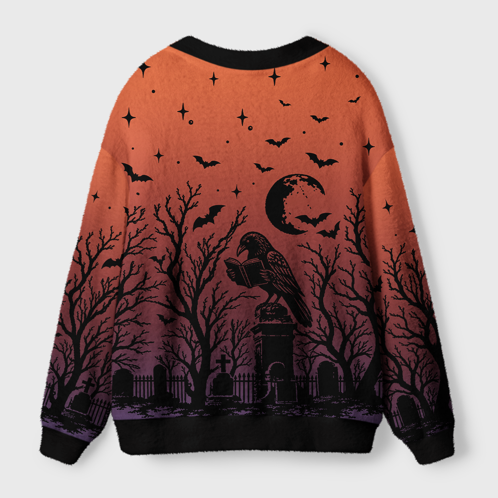 Pagewings Reading Crow Light Knit Unisex Cardigan Sweaters