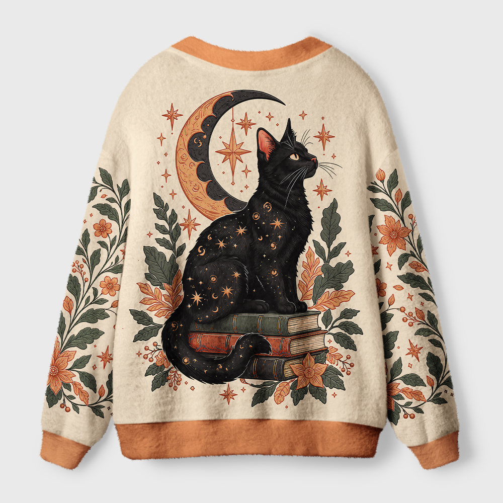 Pagewings Cat Book Lover Light Knit Unisex Cardigan Sweaters