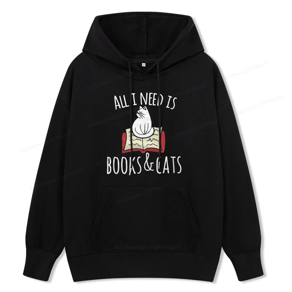 Pagewings All I Need Is Book & Cat Unisex Classic Hoodie
