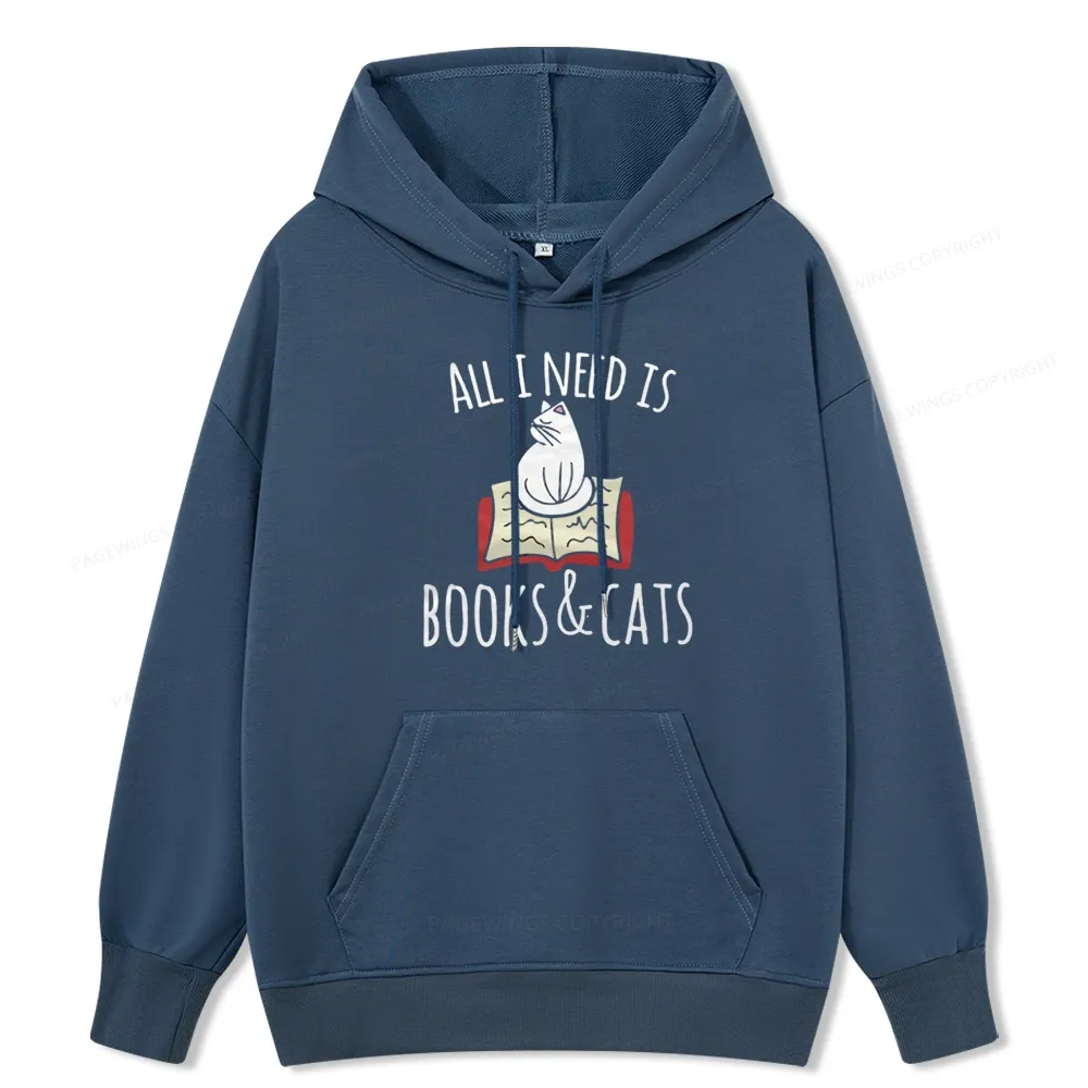 Pagewings All I Need Is Book & Cat Unisex Classic Hoodie