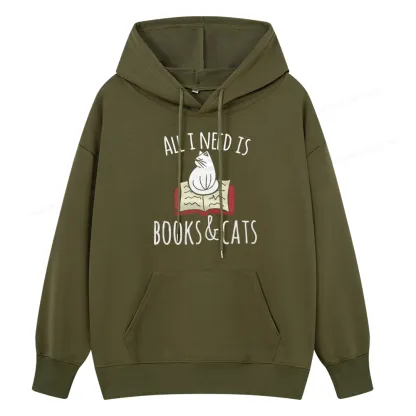 Pagewings All I Need Is Book & Cat Unisex Classic Hoodie