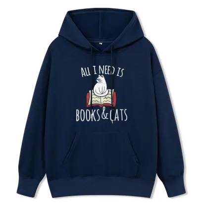 Pagewings All I Need Is Book & Cat Unisex Classic Hoodie
