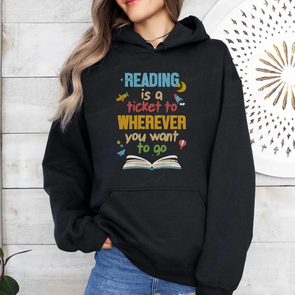 Pagewings Reading Is A Ticket Unisex Classic Hoodie