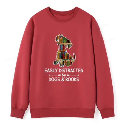 Pagewings Easily Distracted By Dogs And Books Unisex Classic Sweatshirt