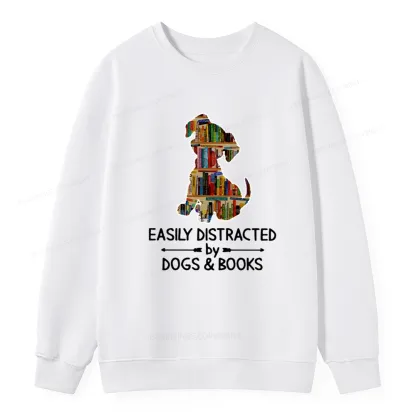 Pagewings Easily Distracted By Dogs And Books Unisex Classic Sweatshirt
