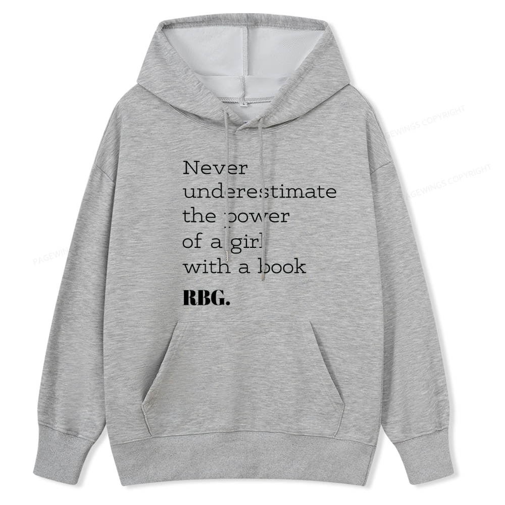 Pagewings Never Underestimate The Power Of a Girl With a Book Unisex Classic Hoodie