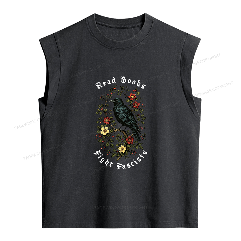 Pagewings Read Books Fight Fascists Women's Washed Tank Top