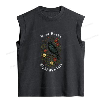 Pagewings Read Books Fight Fascists Women's Washed Tank Top