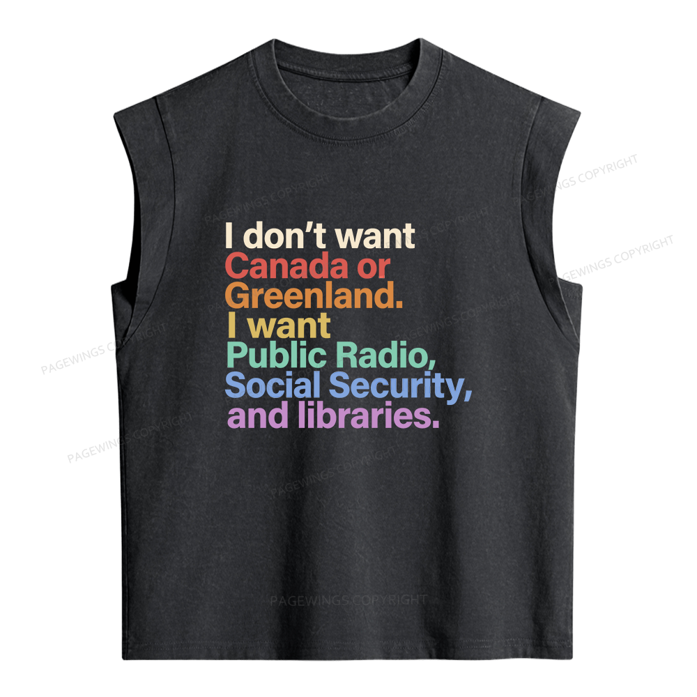 Pagewings I Want Public Libraries Women's Washed Tank Top