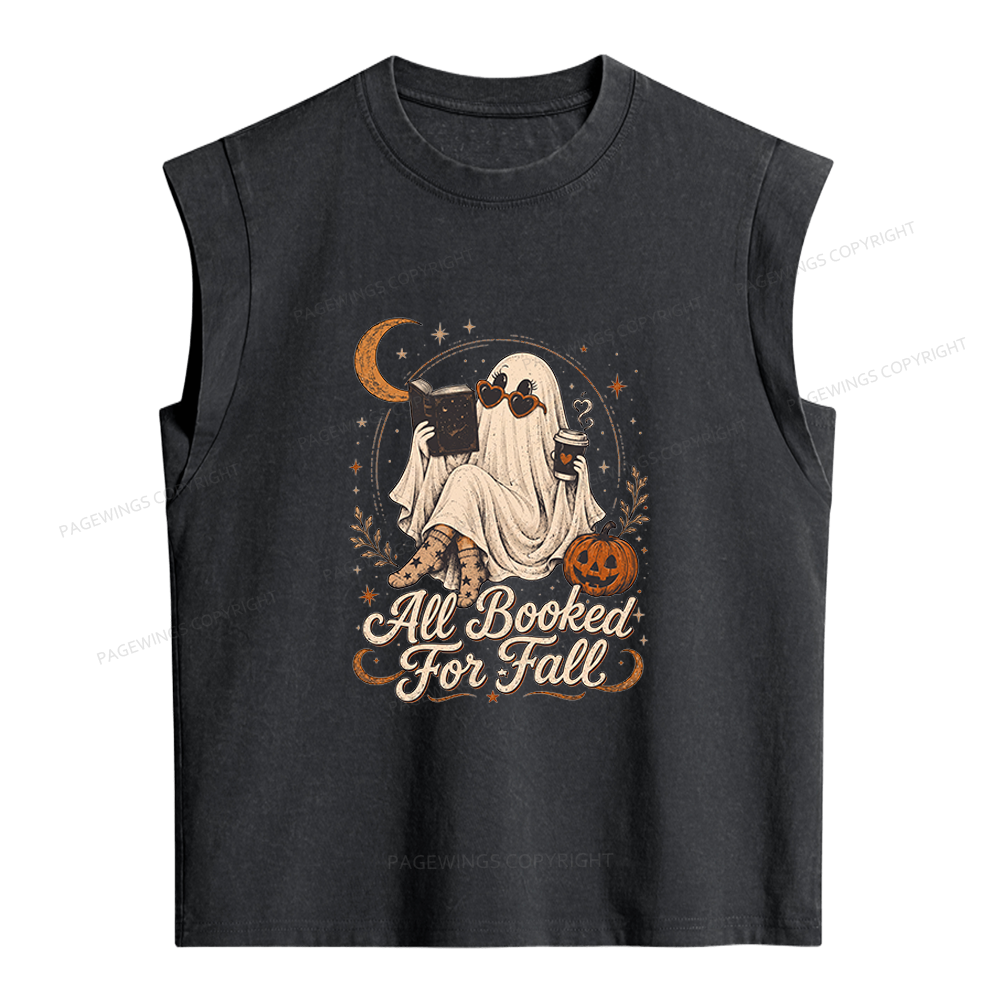 Pagewings Ghost All Booked For Fall Women's Washed Tank Top