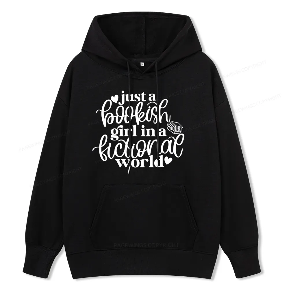 Pagewings Just A Bookish Girl In A Fictional World Unisex Classic Hoodie