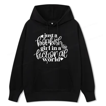Pagewings Just A Bookish Girl In A Fictional World Unisex Classic Hoodie