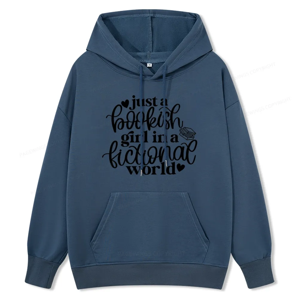 Pagewings Just A Bookish Girl In A Fictional World Unisex Classic Hoodie