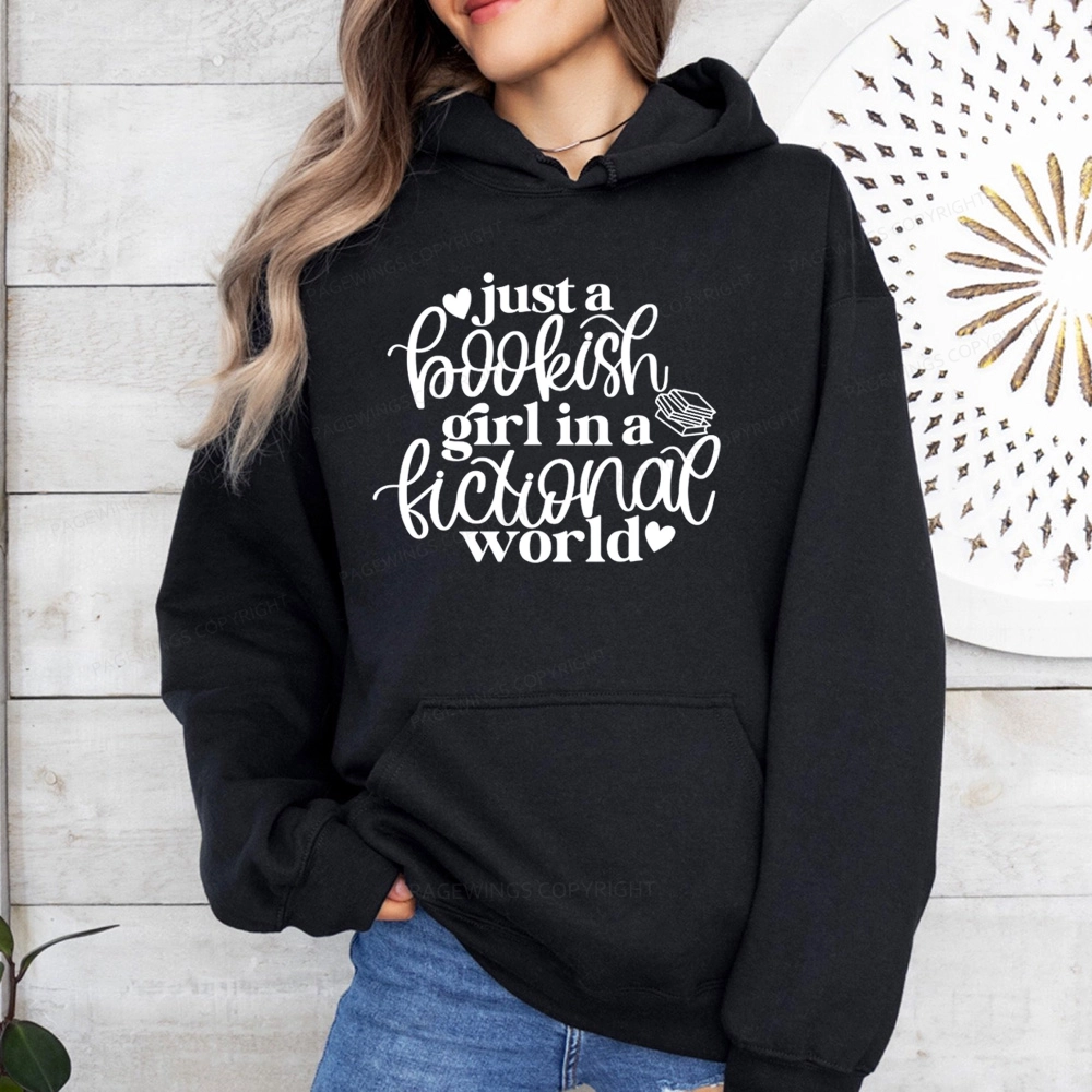 Pagewings Just A Bookish Girl In A Fictional World Unisex Classic Hoodie